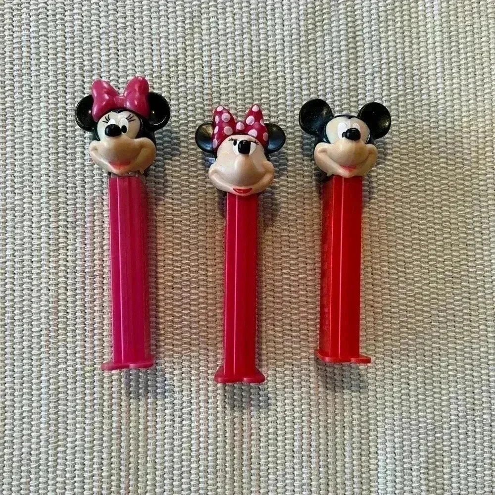 Lot of 3 Mickey and Minnie Mouse Pez dispensers, Disney, collectible, GUC